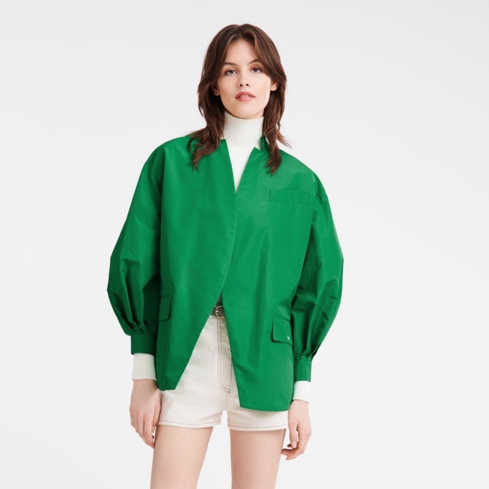 LONGCHAMP Kimono Jacket Green - Technical Taffeta One size